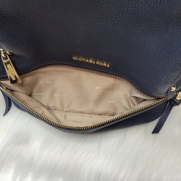 Genuine Michael Kors Rhea Zip Backpack Large Pebble Leather Navy Blue EUC main image 6